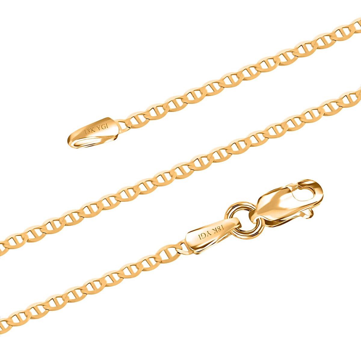 18K Yellow Gold 1.3mm Mariner Chain Necklace 18 Inches 1.20 Grams image number 2