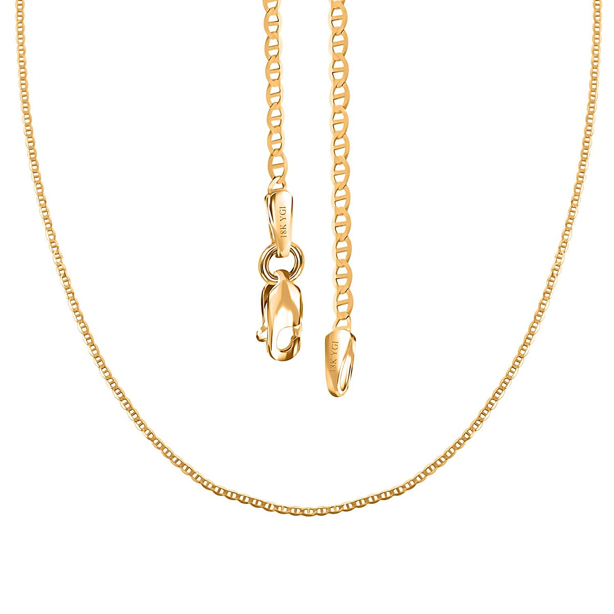 18K Yellow Gold 1.3mm Mariner Chain Necklace 18 Inches 1.20 Grams image number 3