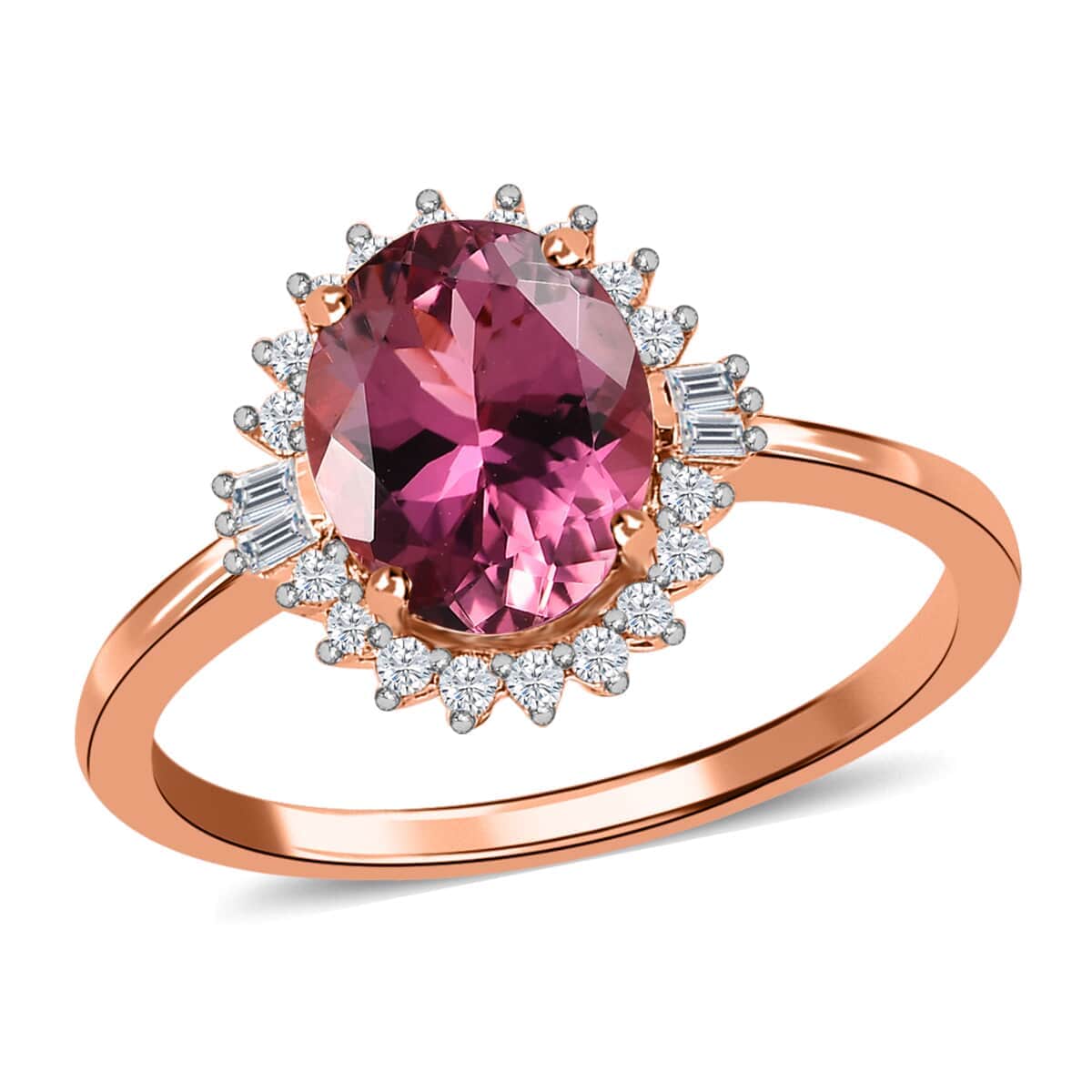 Luxoro 14K Rose Gold AAA Morro Redondo Pink Tourmaline and Diamond Floral Ring (Size 6.0) 2.00 ctw image number 0