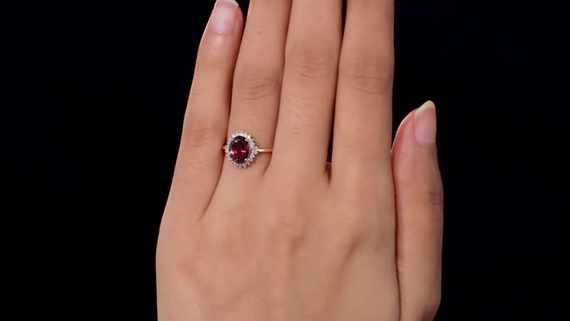 Luxoro 14K Rose Gold AAA Morro Redondo Pink Tourmaline and Diamond Floral Ring 2.00 ctw