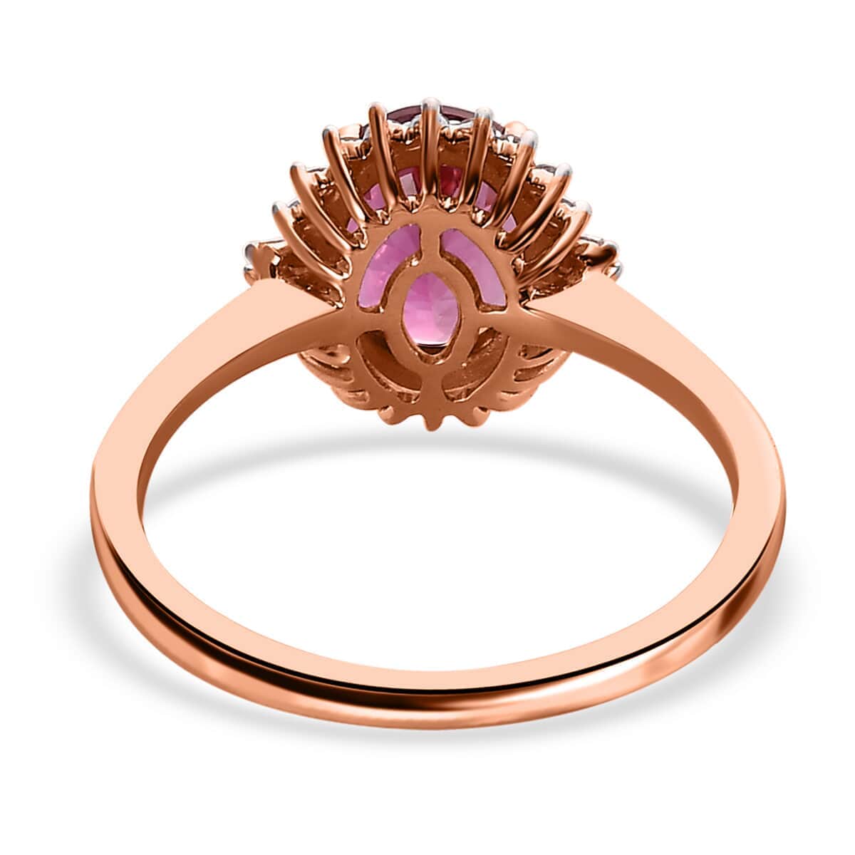 Luxoro 14K Rose Gold AAA Morro Redondo Pink Tourmaline and Diamond Floral Ring 2.00 ctw image number 4