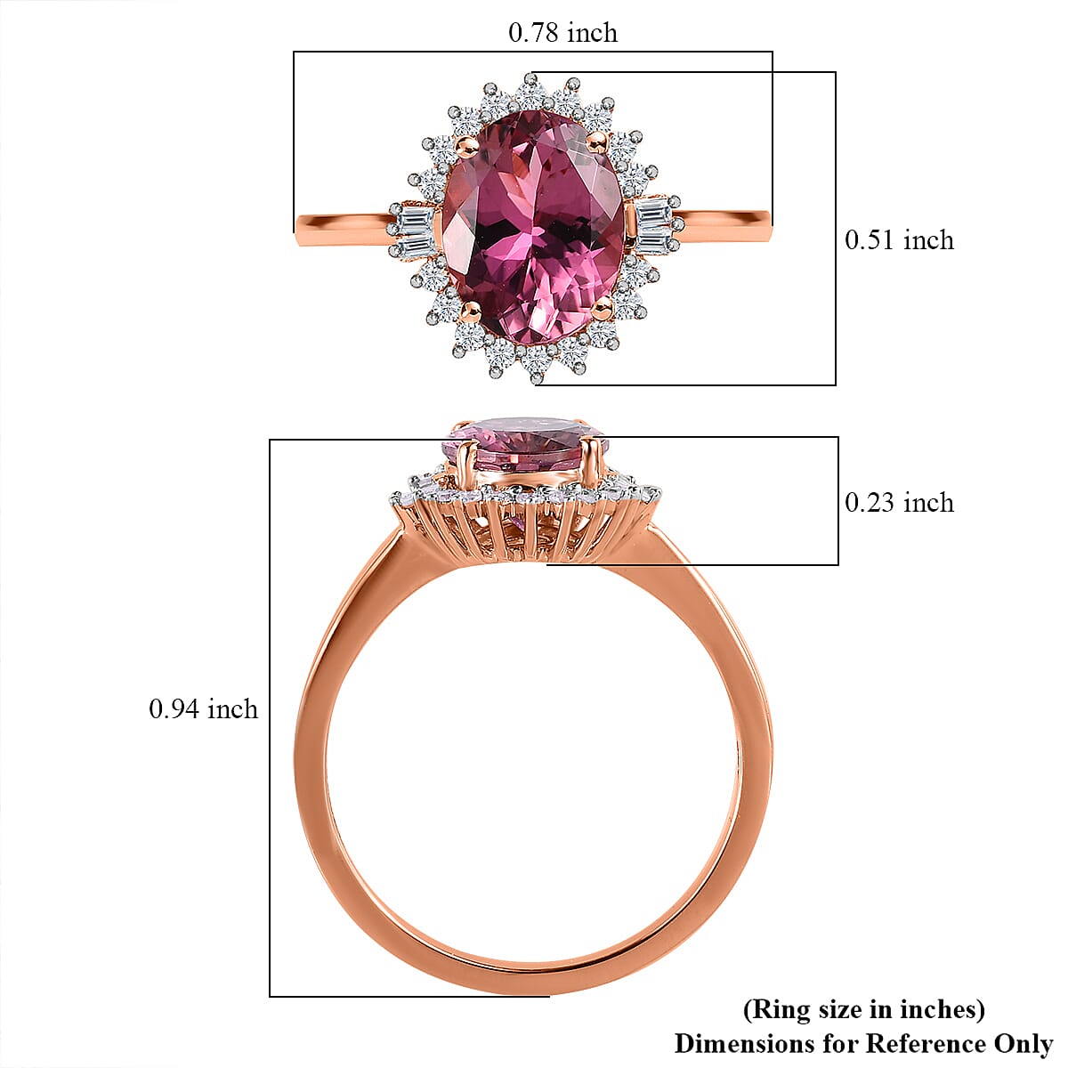 Luxoro 14K Rose Gold AAA Morro Redondo Pink Tourmaline and Diamond Floral Ring (Size 8.0) 2.00 ctw image number 5
