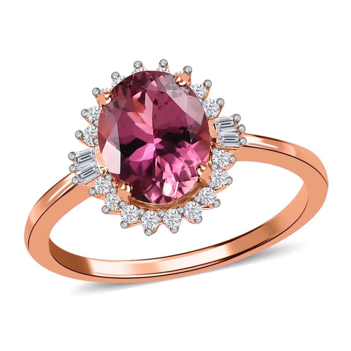 Luxoro 14K Rose Gold AAA Morro Redondo Pink Tourmaline and Diamond Floral Ring (Size 9.0) 2.00 ctw image number 0