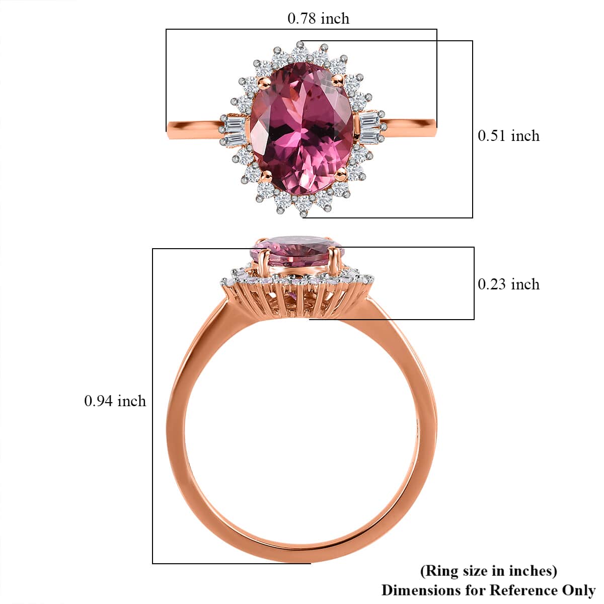 Luxoro 14K Rose Gold AAA Morro Redondo Pink Tourmaline and Diamond Floral Ring (Size 9.0) 2.00 ctw image number 5