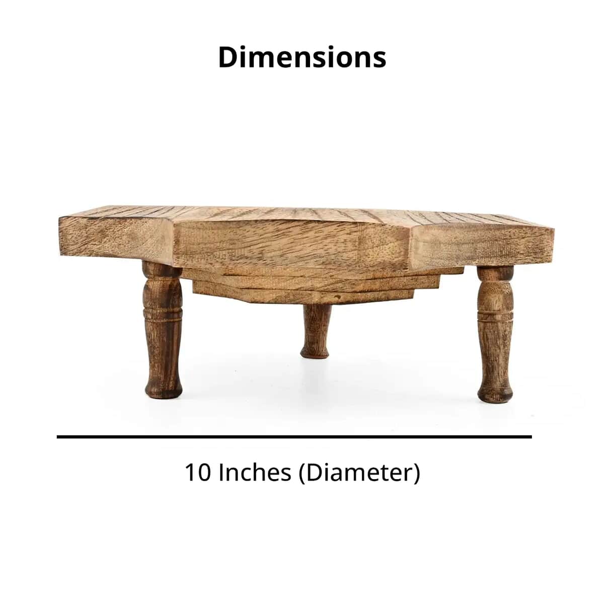 Octagon Shape Hand Carved Mango Wood Spring Tray with Small Legs image number 4