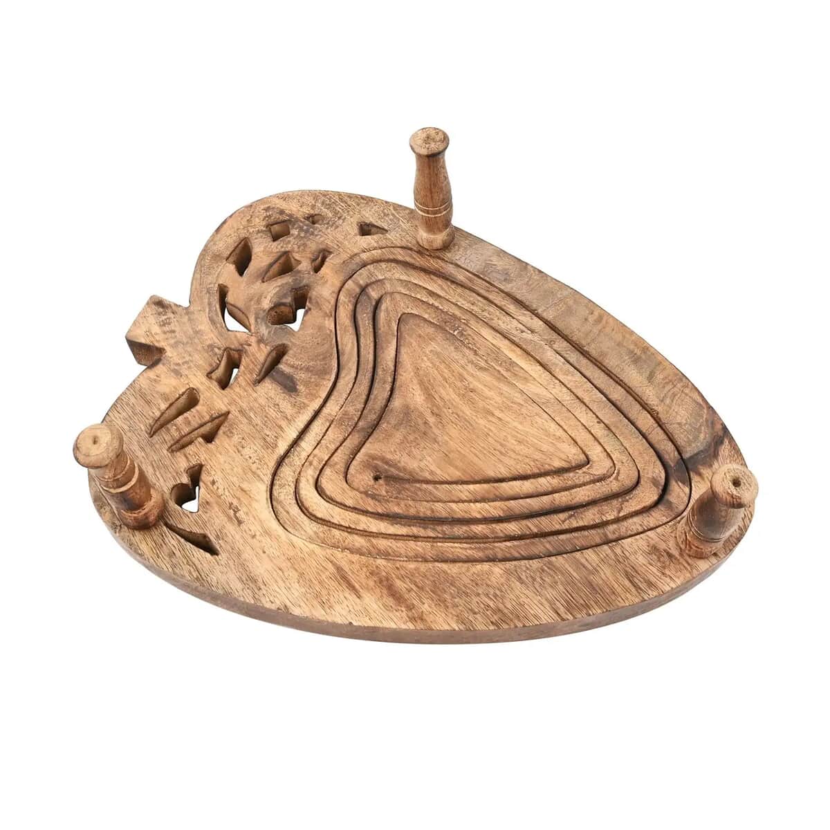 Apple Shape Hand Carved Mango Wood Spring Tray with Small Legs (10"x8") image number 5