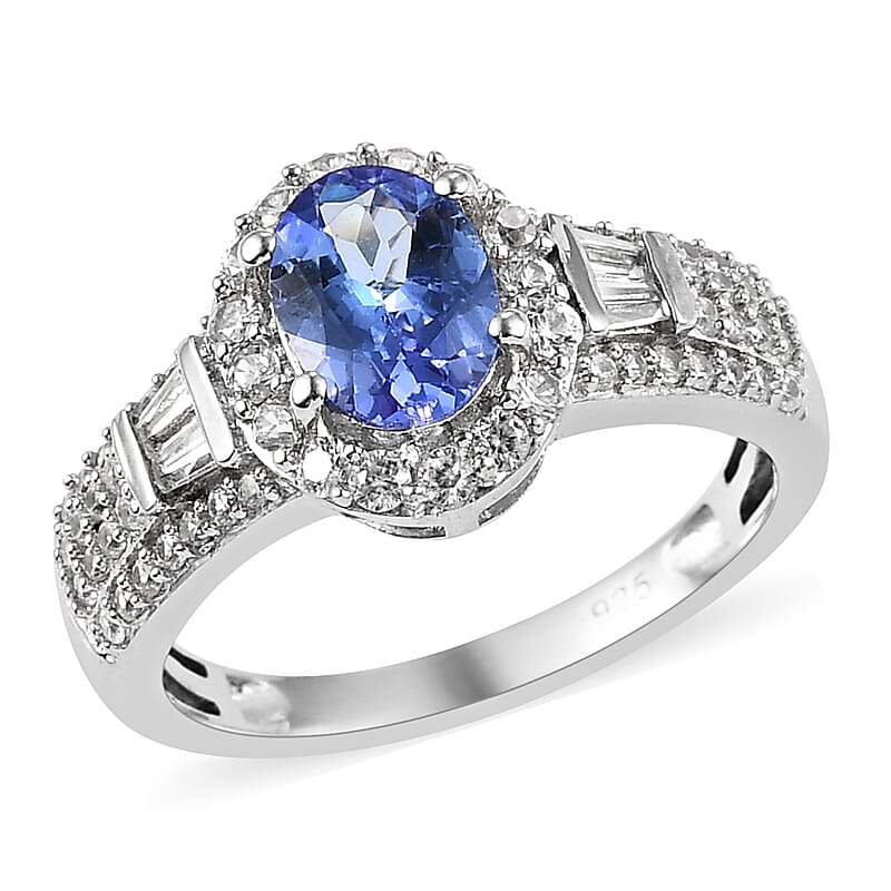 Tanzanite and White Zircon 2.40 ctw Ring in Sterling Silver (Size 5.5)