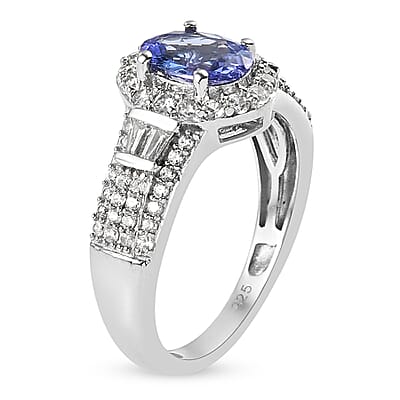 Tanzanite and White Zircon 2.40 ctw Ring in Sterling Silver (Size 5.5)