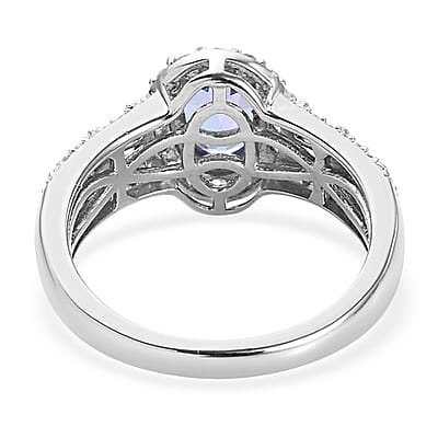 Tanzanite and White Zircon 2.40 ctw Ring in Sterling Silver (Size 5.5)