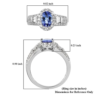 Tanzanite and White Zircon 2.40 ctw Ring in Sterling Silver (Size 5.5)