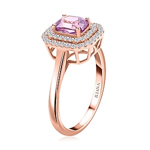 One Of A Kind Certified & Appraised Iliana Madagascar Pink Sapphire and SI Diamond 1.80 ctw Double Halo Ring in 18K Rose Gold (Size 7.0)