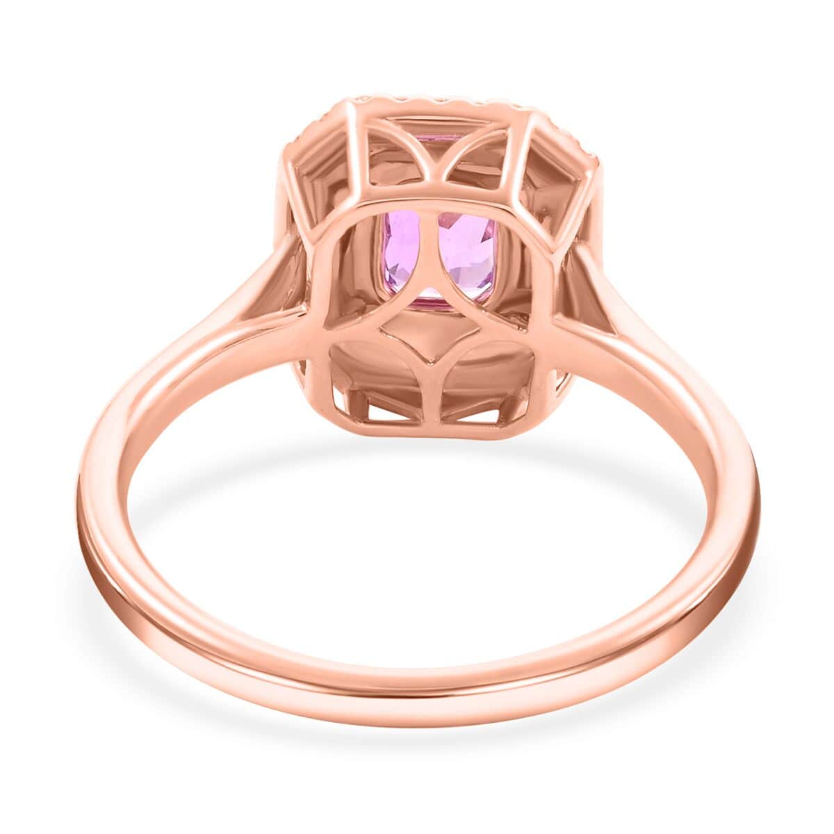 One Of A Kind Certified & Appraised Iliana Madagascar Pink Sapphire and SI Diamond 1.80 ctw Double Halo Ring in 18K Rose Gold (Size 7.0) image number 4