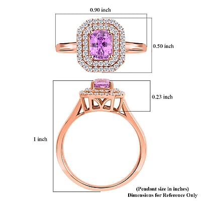 One Of A Kind Certified & Appraised Iliana Madagascar Pink Sapphire and SI Diamond 1.80 ctw Double Halo Ring in 18K Rose Gold (Size 7.0)