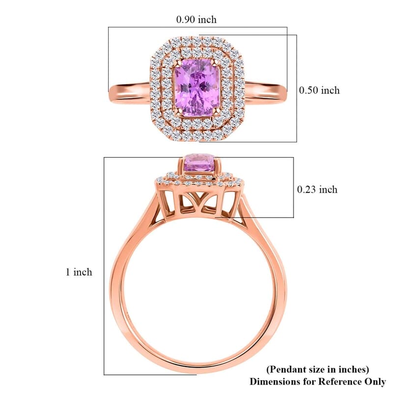 One Of A Kind Certified & Appraised Iliana Madagascar Pink Sapphire and SI Diamond 1.80 ctw Double Halo Ring in 18K Rose Gold (Size 7.0)