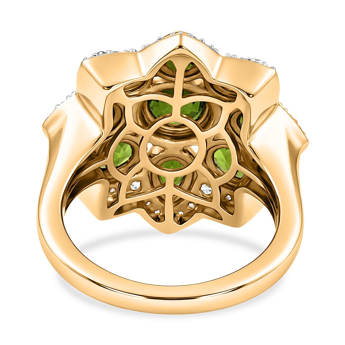 Chrome Diopside and White Zircon 2.30 ctw Ring in 14K YG Over Sterling Silver (Size 5.5)