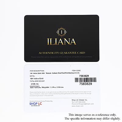 Iliana AAA Turkizite 3.00 ctw Earrings in 18K Yellow Gold, Solitaire Studs, Gold Solitaire Earrings, Engagement Gifts For Her
