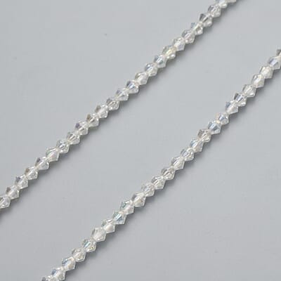 Simulated White Mystic Color Topaz Beaded Necklace 20-22 Inches in Silvertone