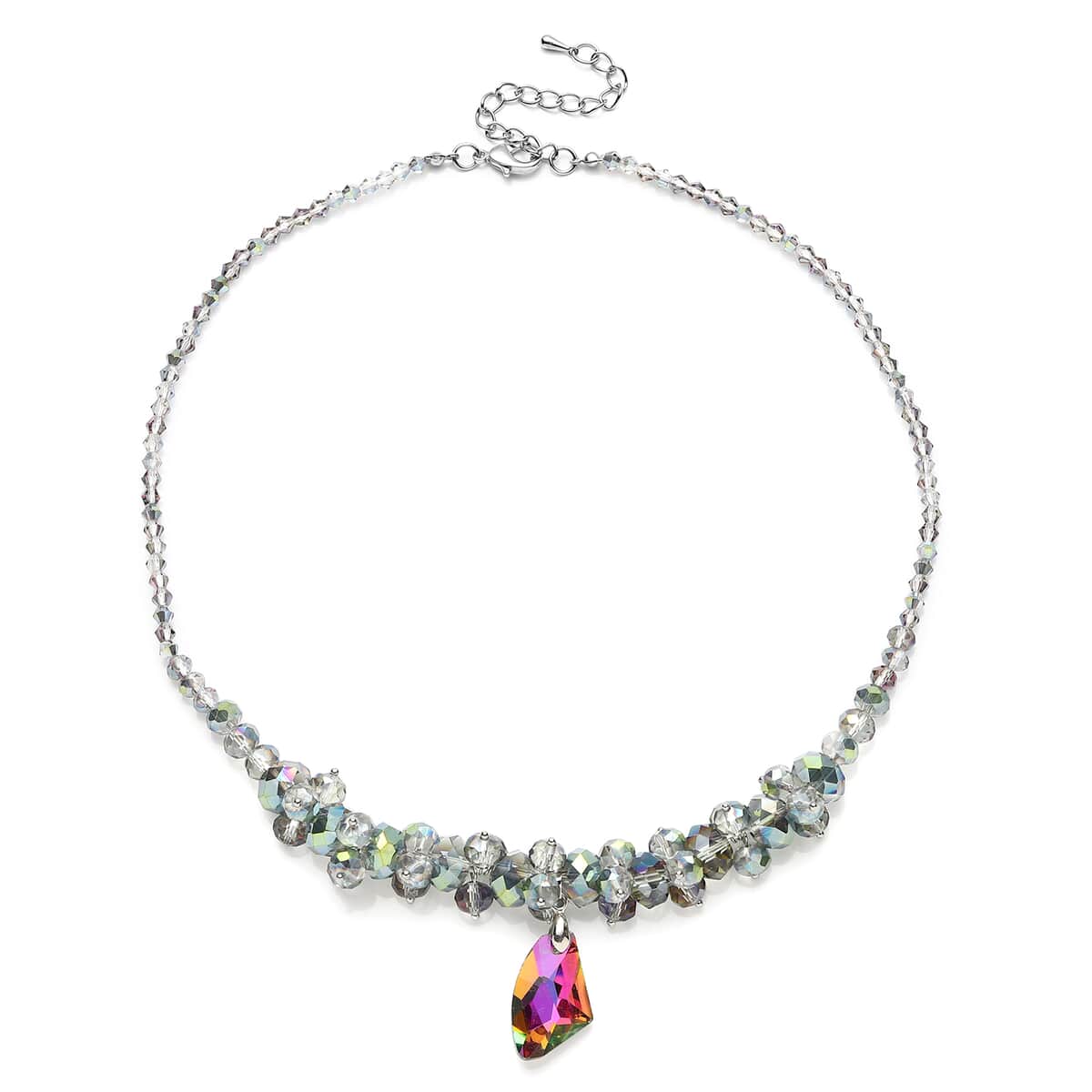 Simulated Magic Color Topaz Beaded Necklace 20-22 Inches in Silvertone image number 0