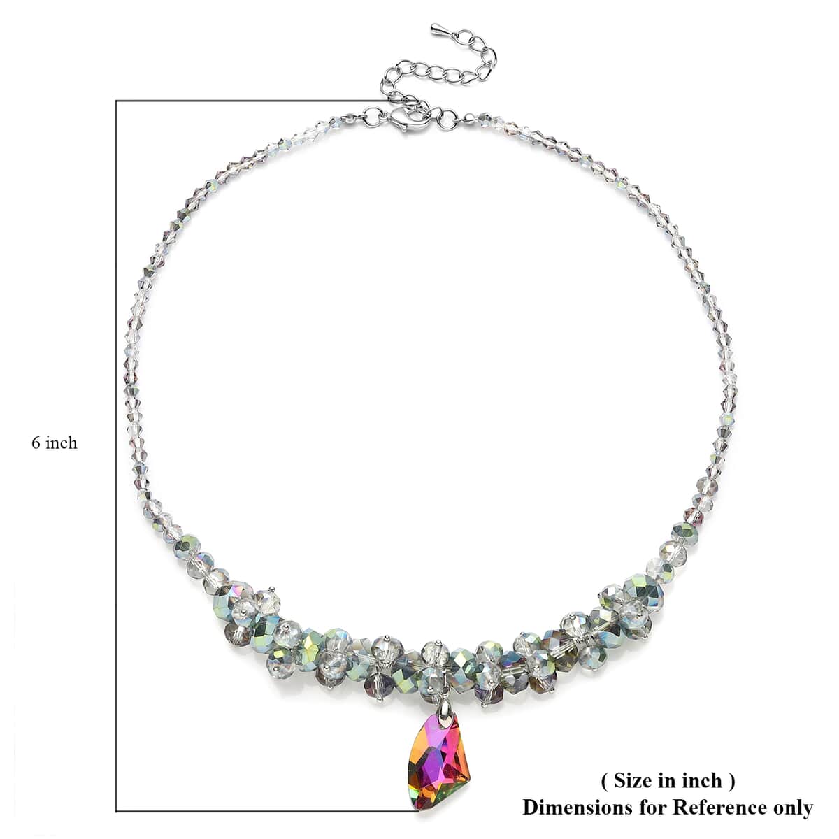 Simulated Magic Color Topaz Beaded Necklace 20-22 Inches in Silvertone image number 4