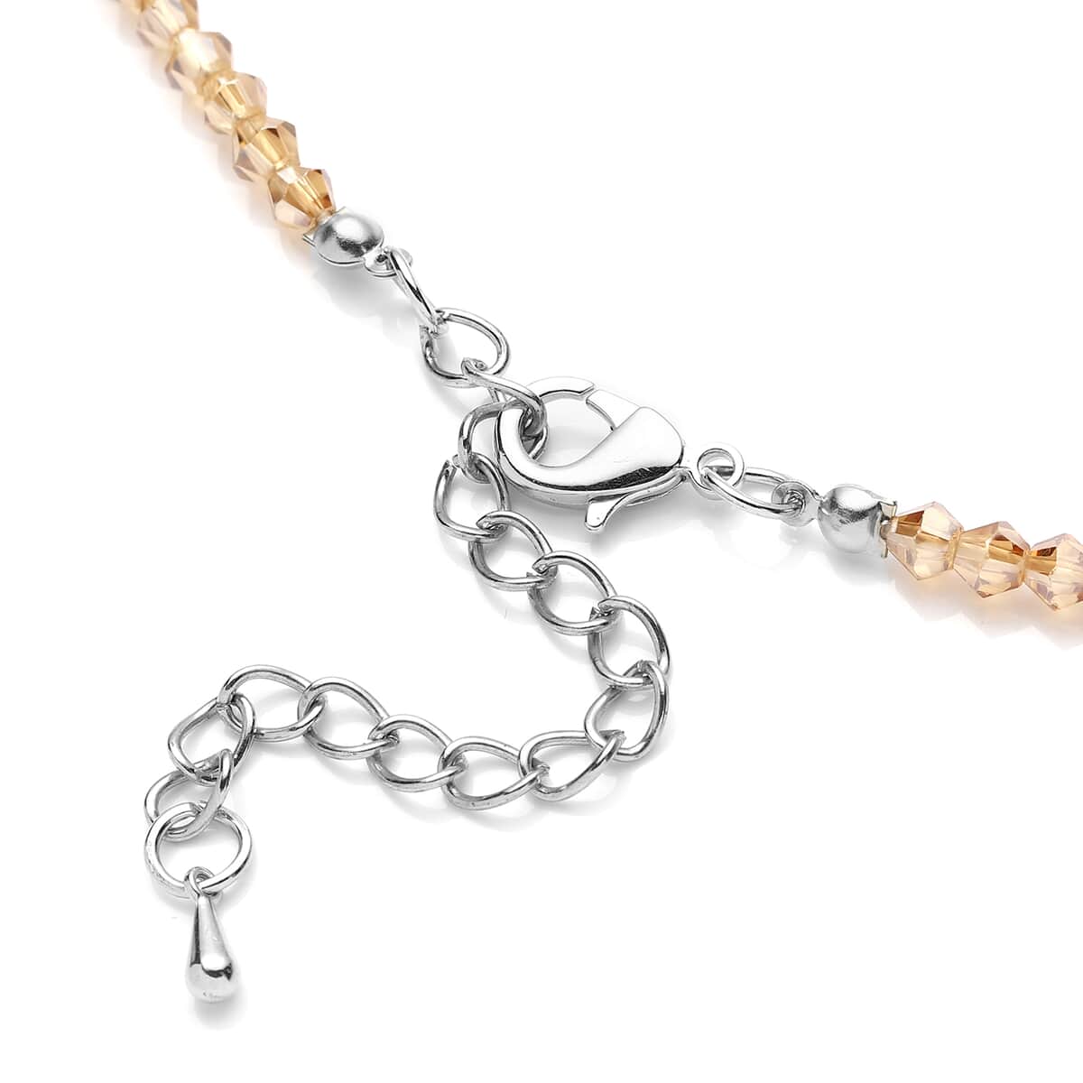 Simulated Champagne Sapphire Beaded Necklace 20-22 Inches in Silvertone image number 3