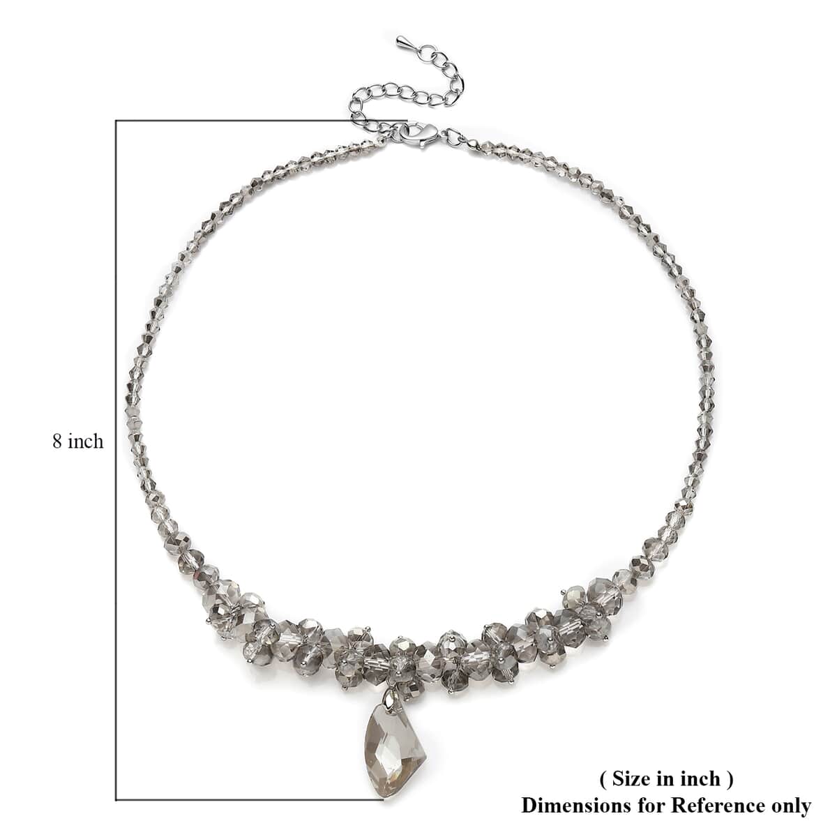 Simulated Gray Topaz Beaded Necklace 20-22 Inches in Silvertone image number 4