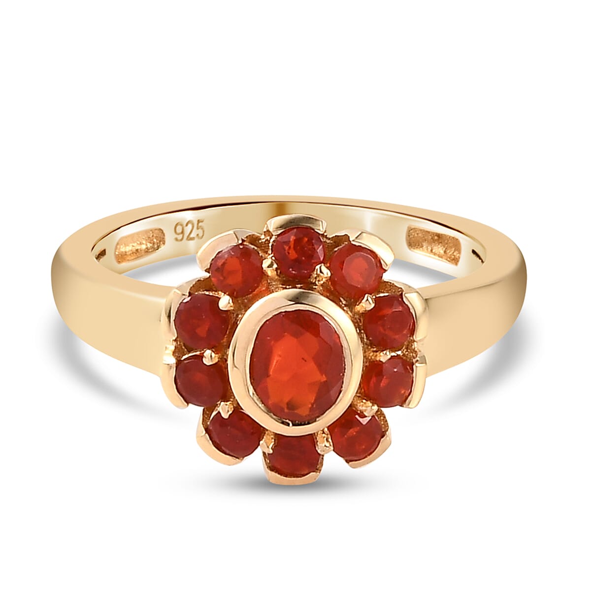 Mexican Cherry Fire Opal 0.71 ctw Ring in 14K YG Over Sterling Silver (Size 11.5)