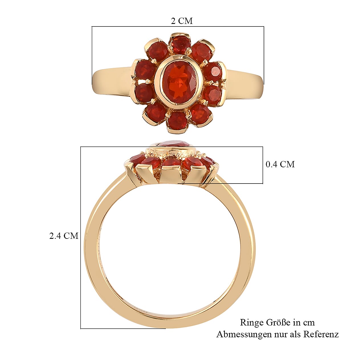 Mexican Cherry Fire Opal 0.71 ctw Ring in 14K YG Over Sterling Silver (Size 11.5)