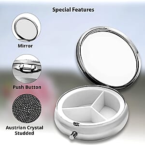 Set of 2pcs White & Black Austrian Crystal & Mirror Jewelry Box in Silvertone