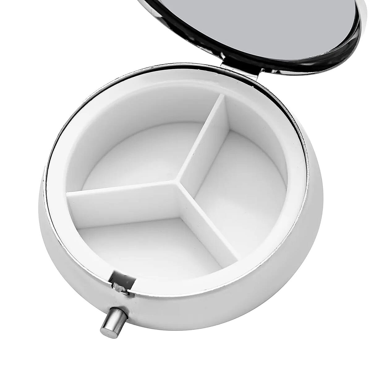 Set of 2pcs White & Black Austrian Crystal & Mirror Jewelry Box in Silvertone image number 5