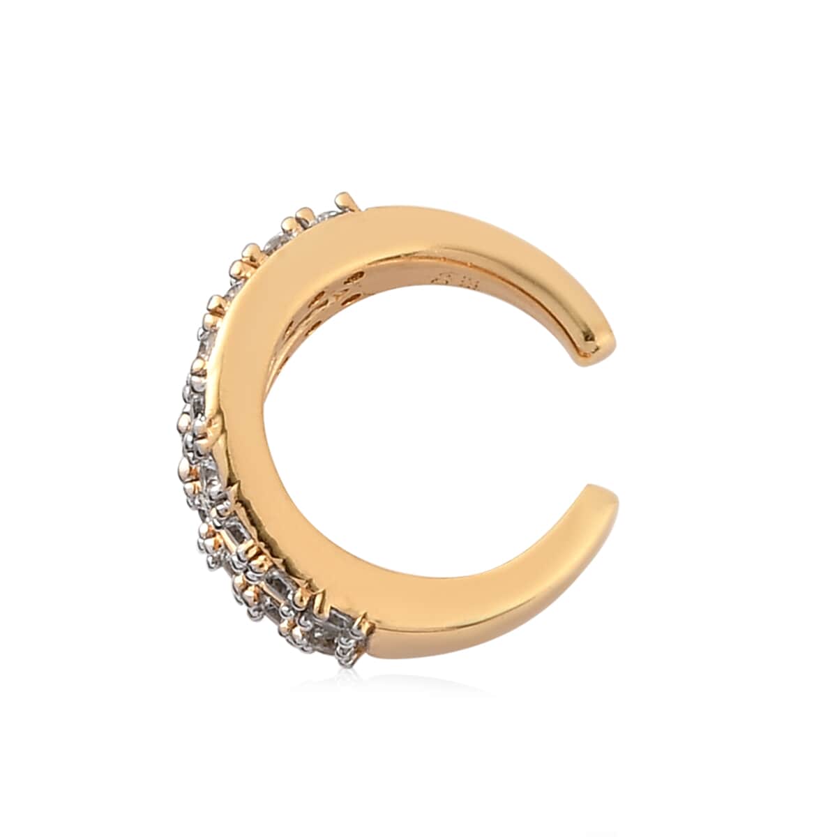 Natural White Zircon 2 - Row Studded Ear Cuff in Vermeil Yellow Gold Over Sterling Silver 0.35 ctw image number 3