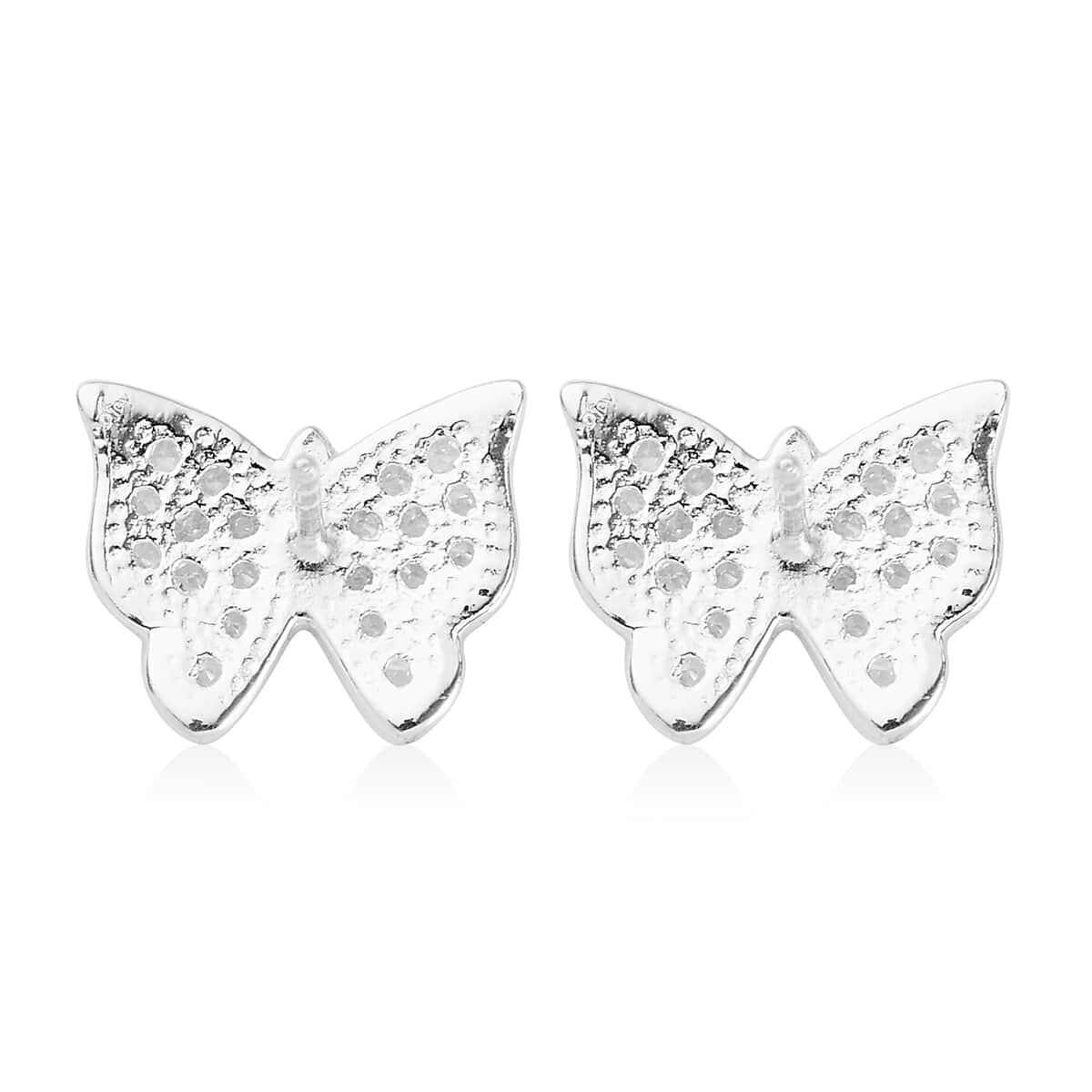 Simulated Diamond Butterfly Earrings in Sterling Silver image number 3