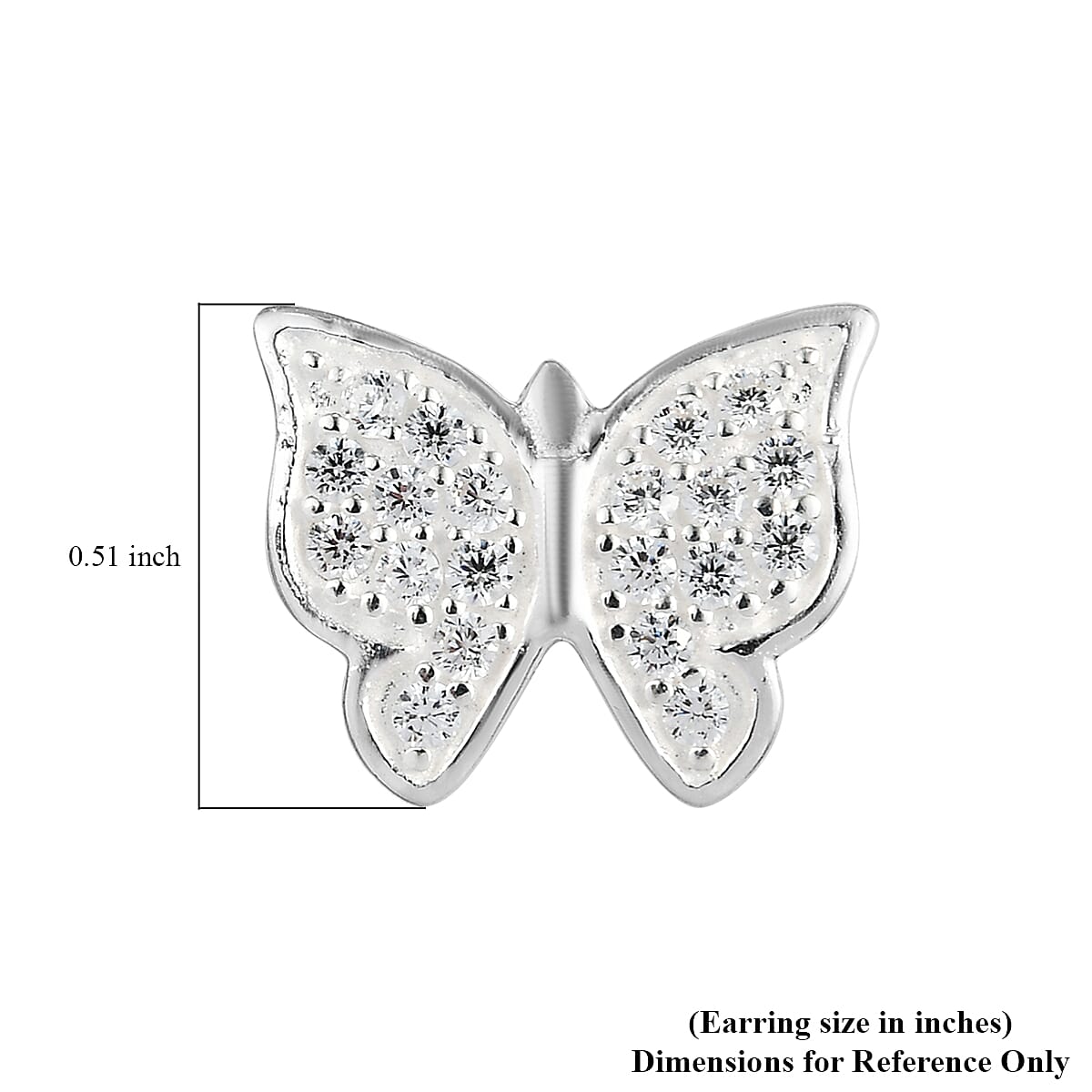 Simulated Diamond Butterfly Earrings in Sterling Silver