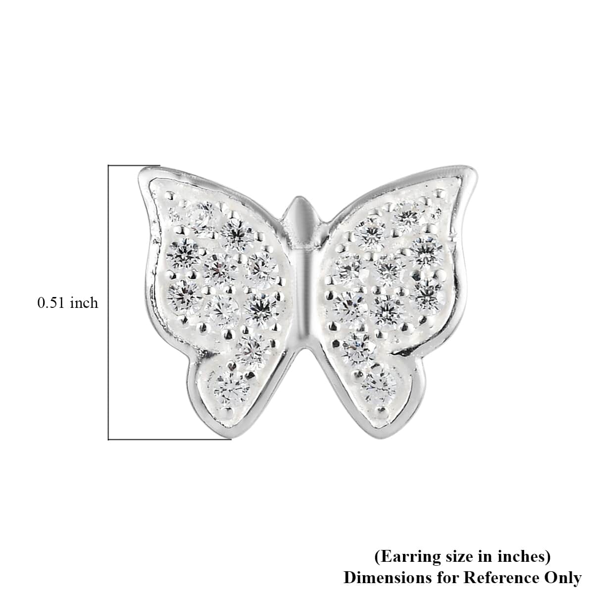 Simulated Diamond Butterfly Earrings in Sterling Silver image number 4