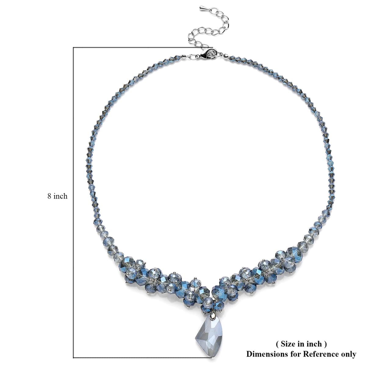 Simulated Blue Magic Quartz Beaded Necklace 20-22 Inches in Silvertone image number 5