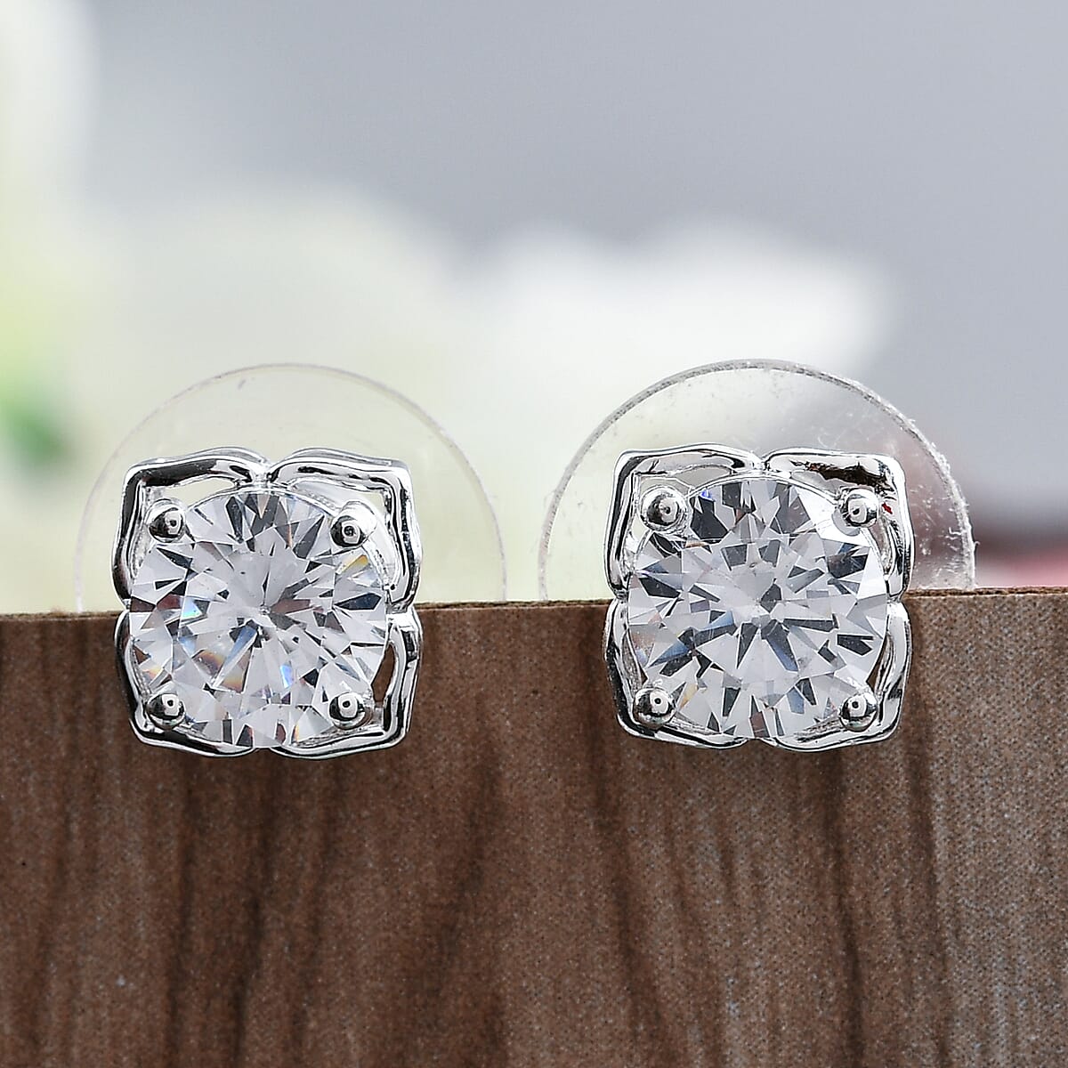 Simulated Diamond Dangling Earrings in Sterling Silver image number 1