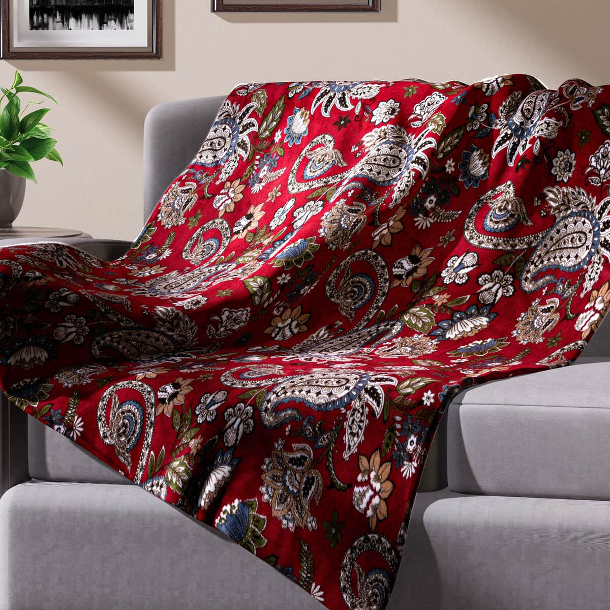 Homesmart Designer Inspired Paisley Pattern Super Soft and Warm Printed Flannel Blanket image number 0