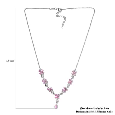 Ilakaka Hot Pink Sapphire (FF) and White Zircon Necklace 18 Inches in Platinum Over Sterling Silver 6.75 ctw image number 5