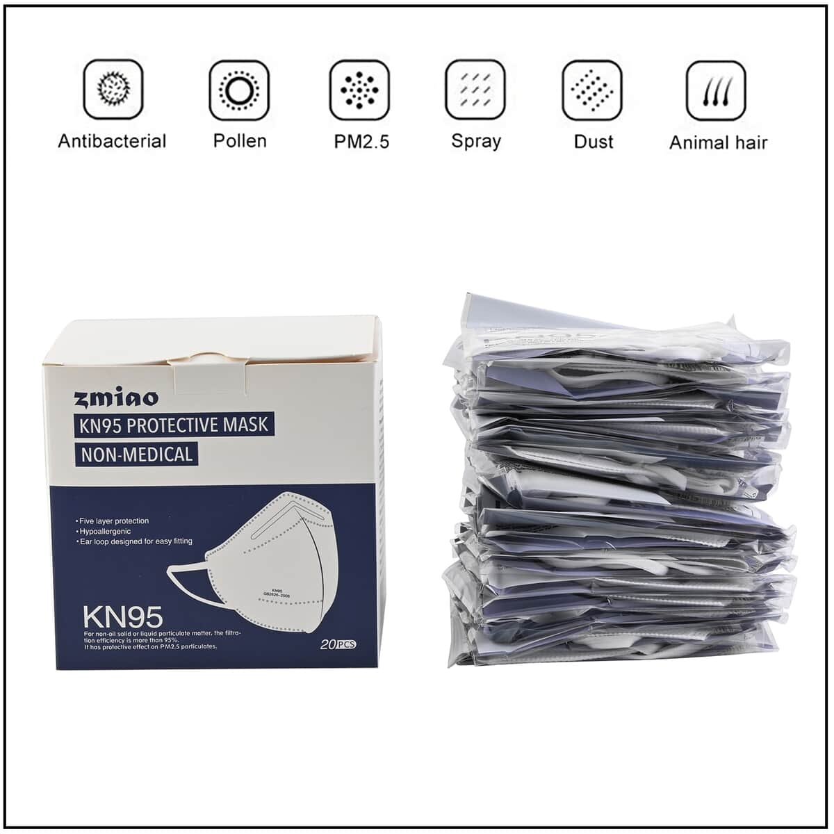 Set of 20 Individually Wrapped KN95 Five Layer Masks (Non Returnable) image number 3