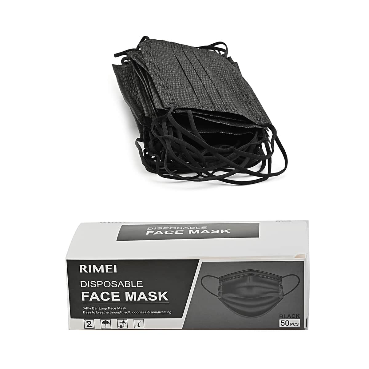 Set of 50 Black 3ply Protective Masks (Non Returnable) in Stock image number 5