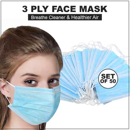 Set of 50 Blue 3ply Protective Masks (Non Returnable) image number 1