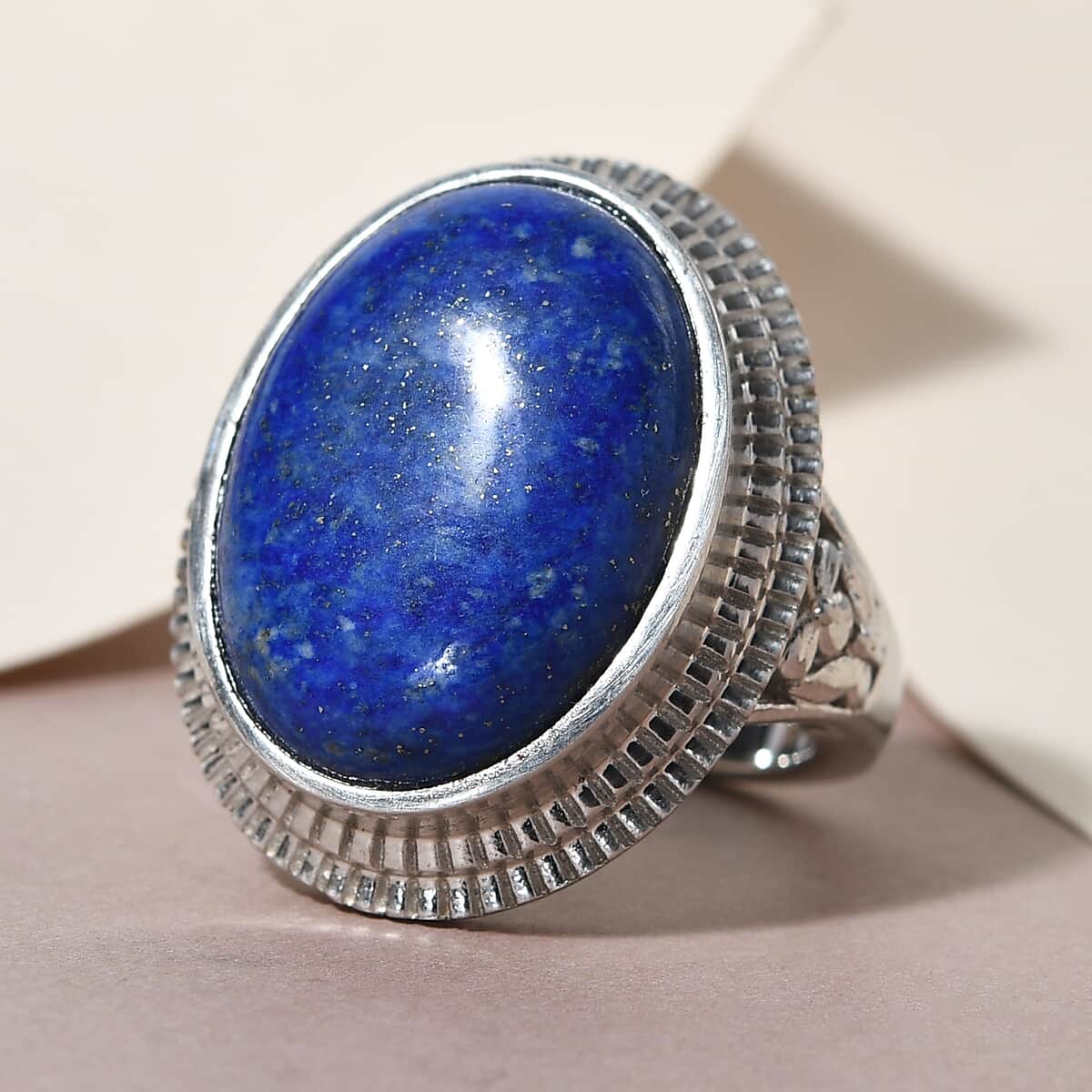 KARIS Lapis Lazuli Solitaire Ring in Platinum Bond (Size 6.0) 14.90 ctw image number 1