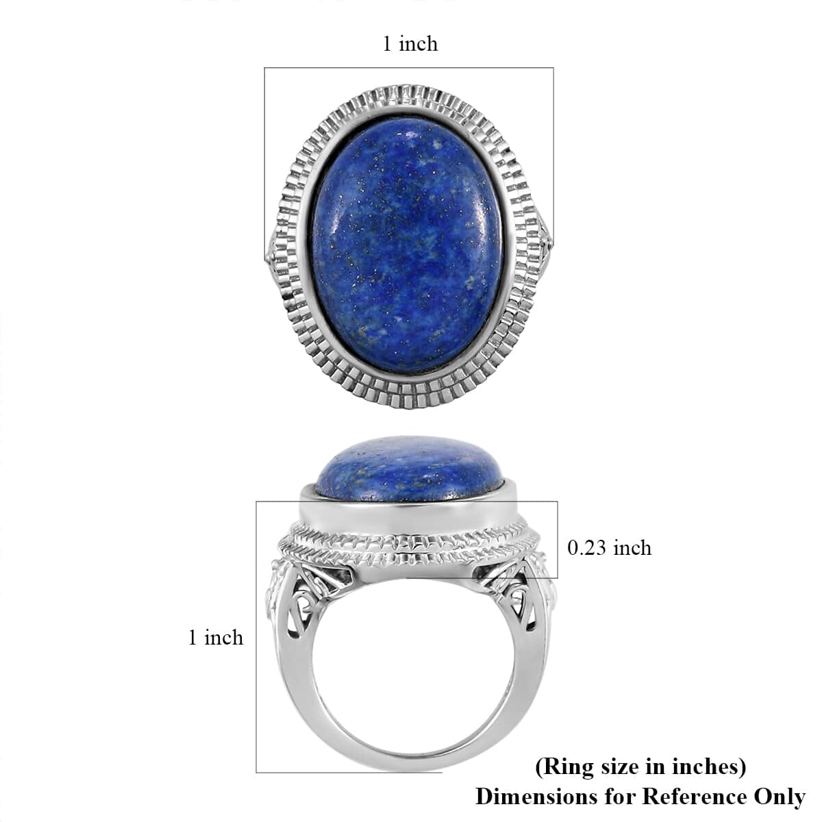 KARIS Lapis Lazuli Solitaire Ring in Platinum Bond (Size 6.0) 14.90 ctw image number 5