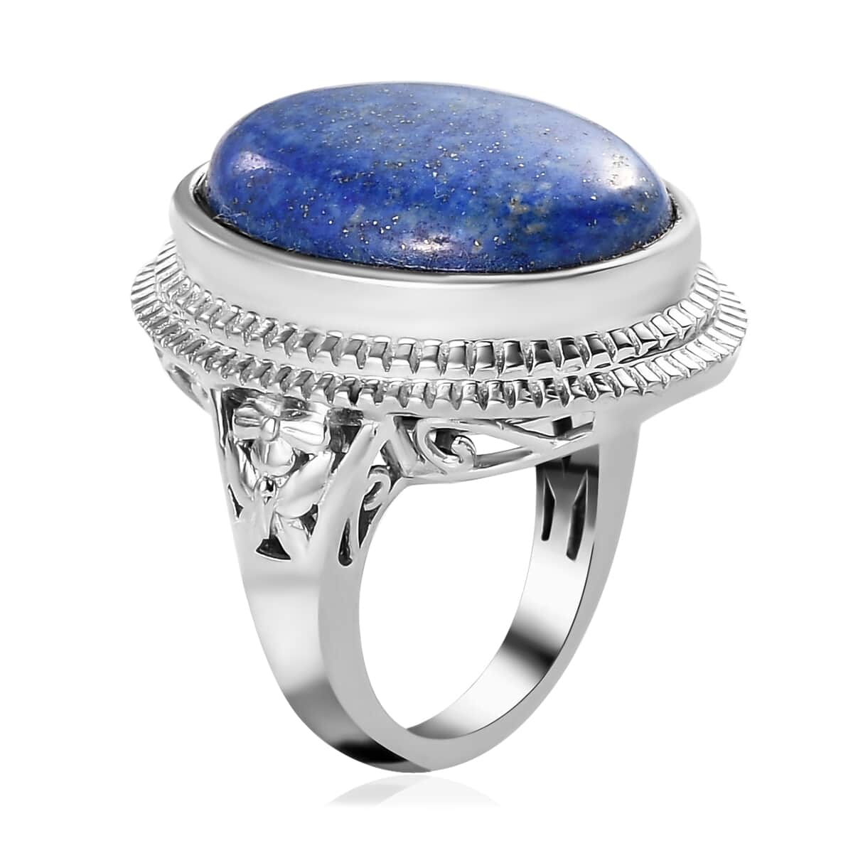 KARIS Lapis Lazuli Solitaire Ring in Platinum Bond (Size 7.0) 14.90 ctw image number 3