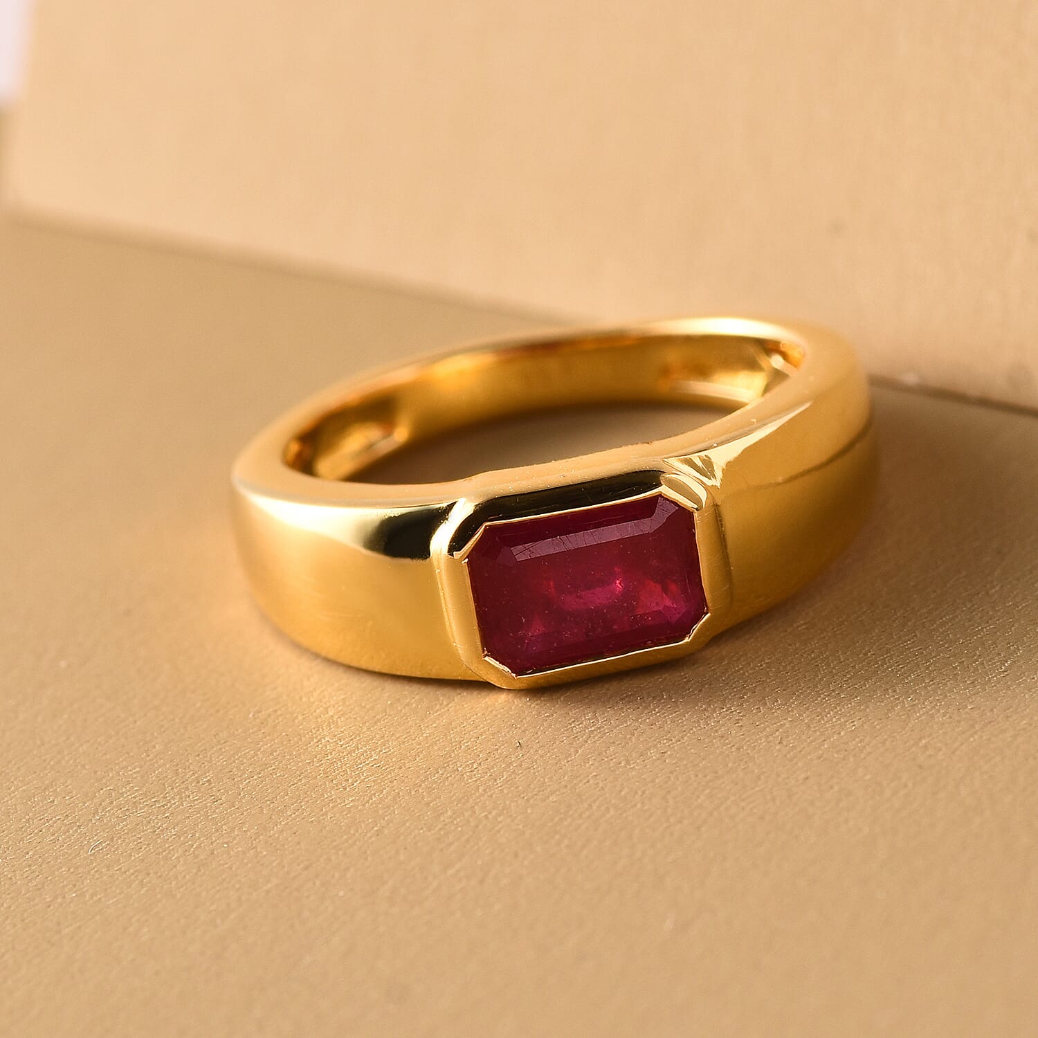 African Ruby 1.53 ctw Ring in 14K YG Over Sterling Silver (Size 5.5)