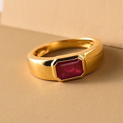 African Ruby 1.53 ctw Ring in 14K YG Over Sterling Silver (Size 5.5)