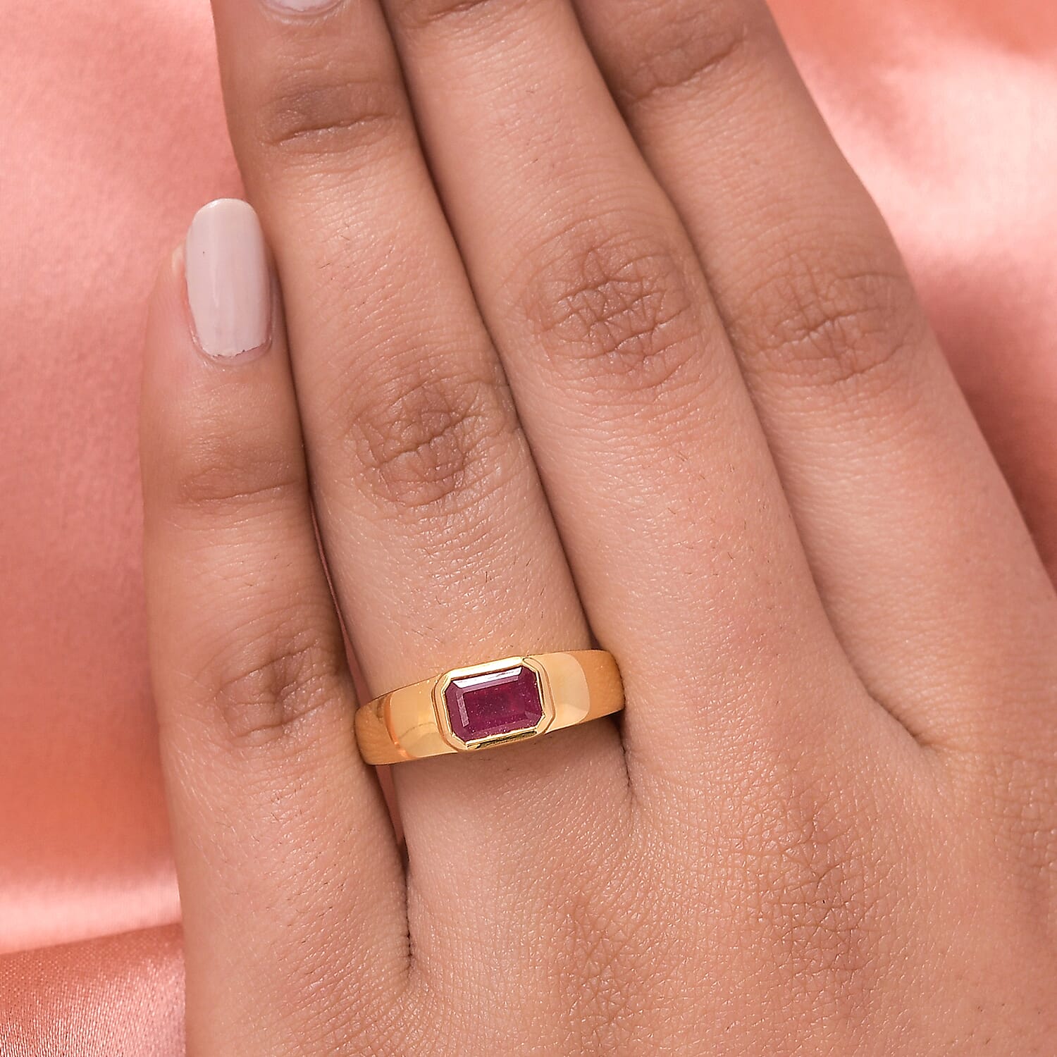 African Ruby 1.53 ctw Ring in 14K YG Over Sterling Silver (Size 5.5)