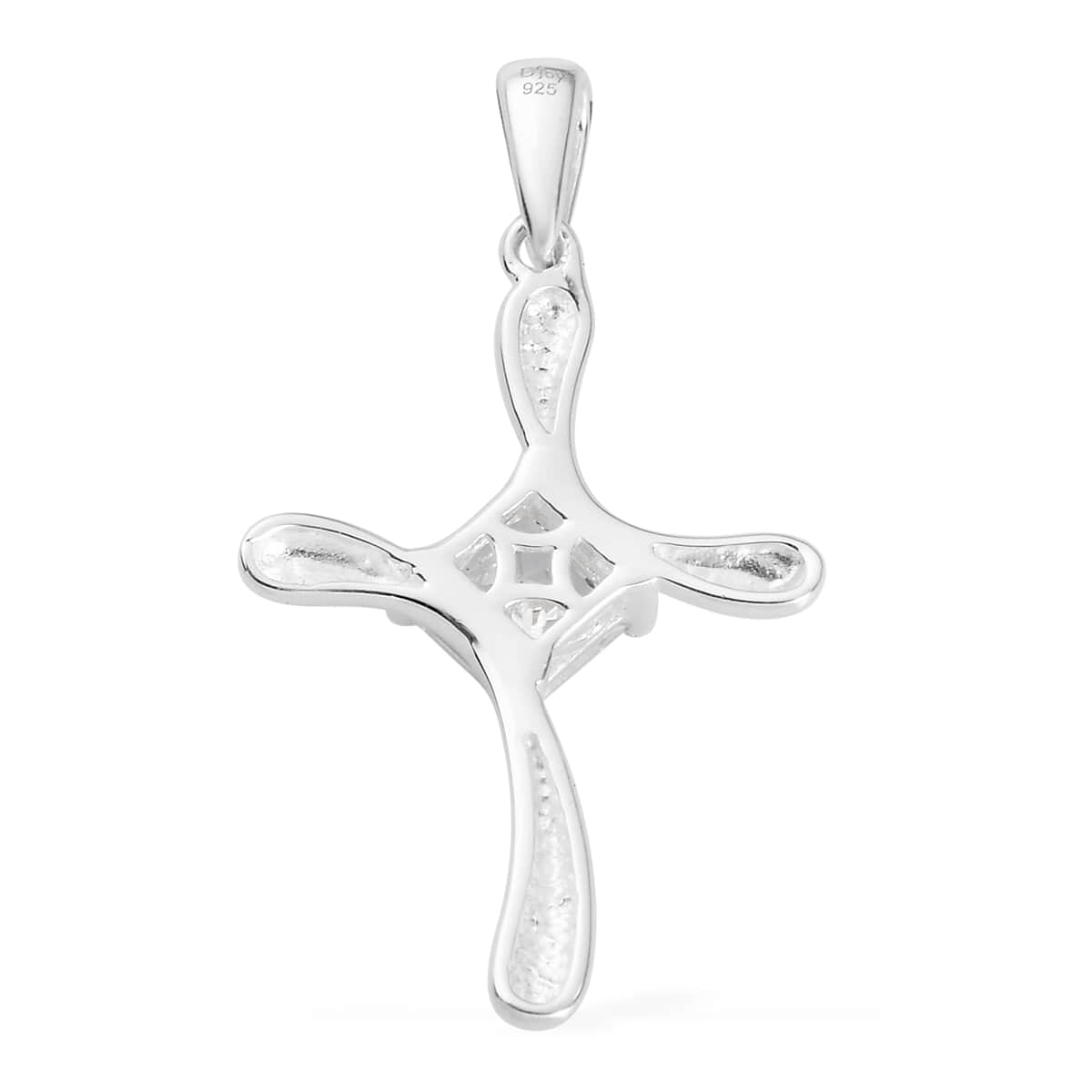 Simulated Diamond Cross Pendant in Sterling Silver image number 3