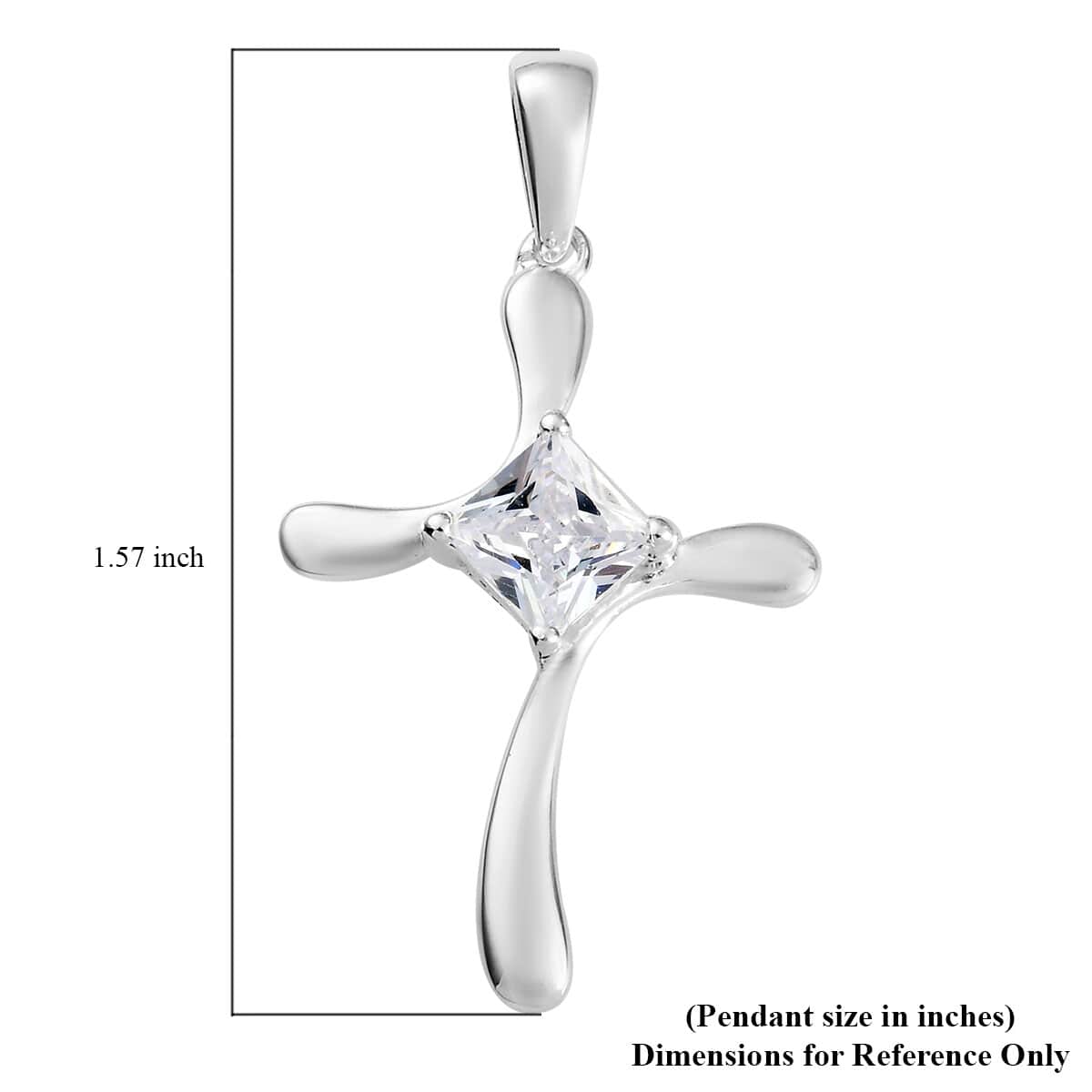 Simulated Diamond Cross Pendant in Sterling Silver image number 4
