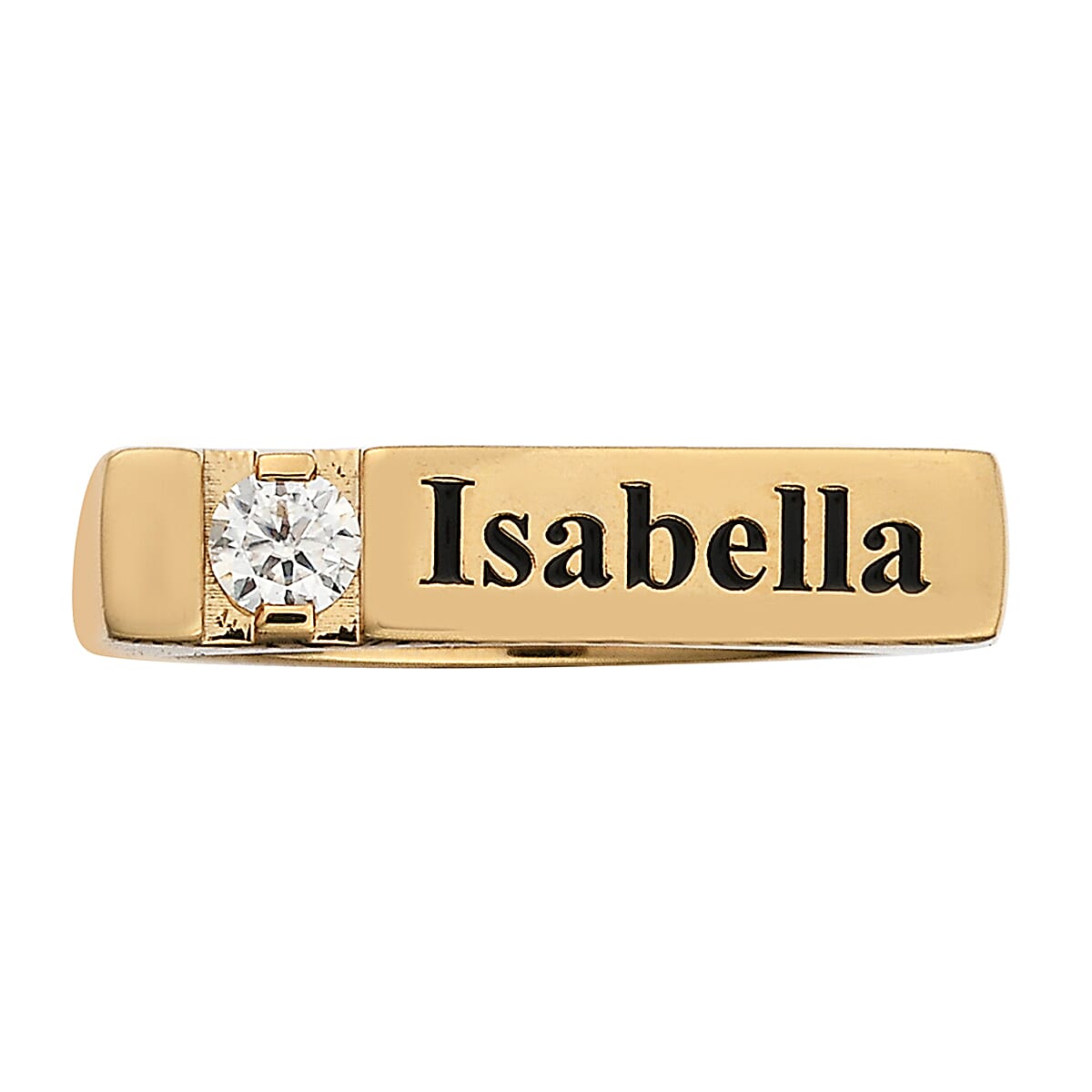 Personalized 88 Facet Moissanite Ring in 14K Yellow Gold Over Sterling Silver (Size 7.0) 0.15 ctw image number 6