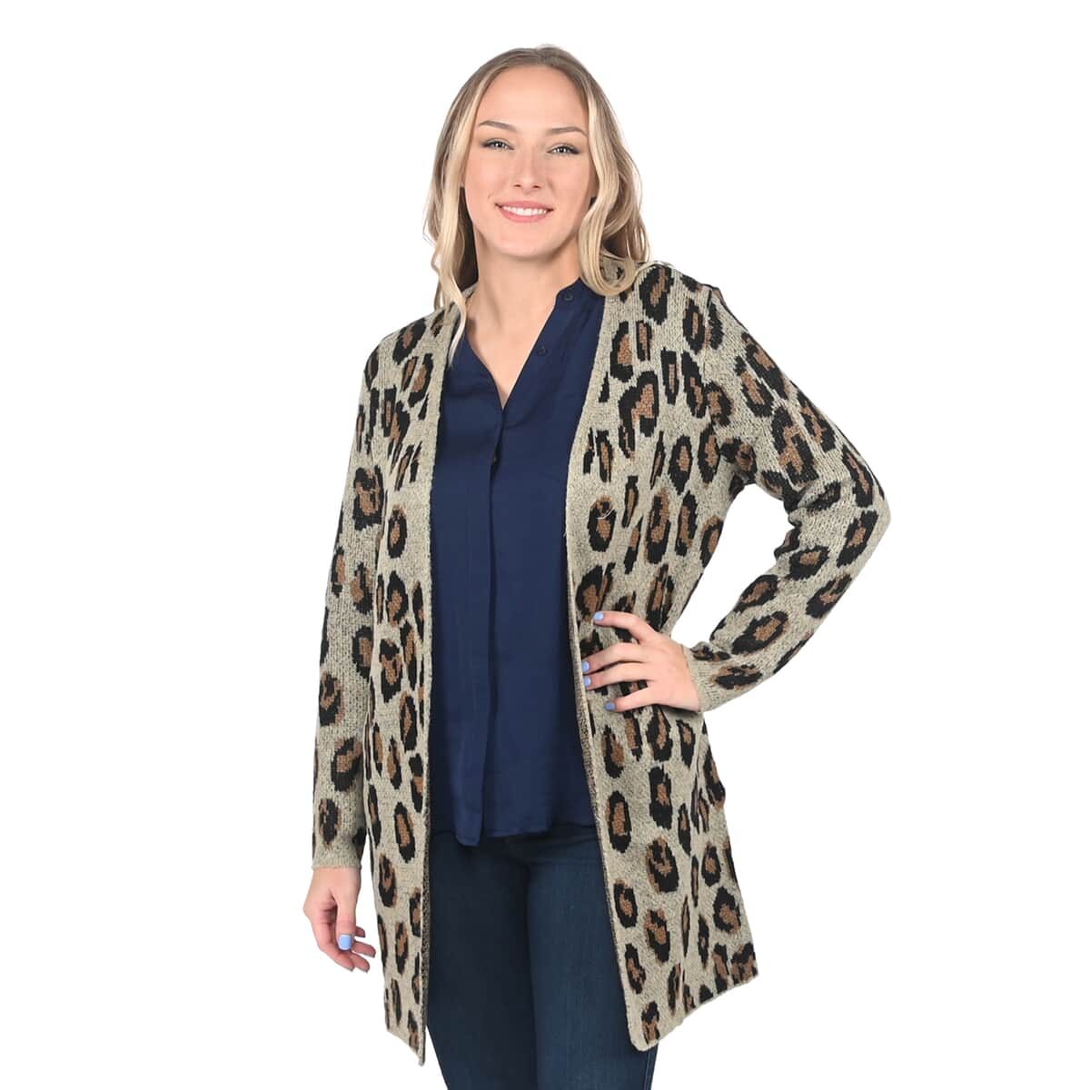 Tamsy The Randee Brown Cheetah Printed Cardigan -1X | Open Front Cardigan | Women Cardigan | Maxi Cardigan | Summer Cardigan image number 0